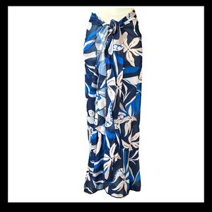 Beach coverup skirt Maxi semi-sheer Ties at Waist One Size fits All Blue EUC